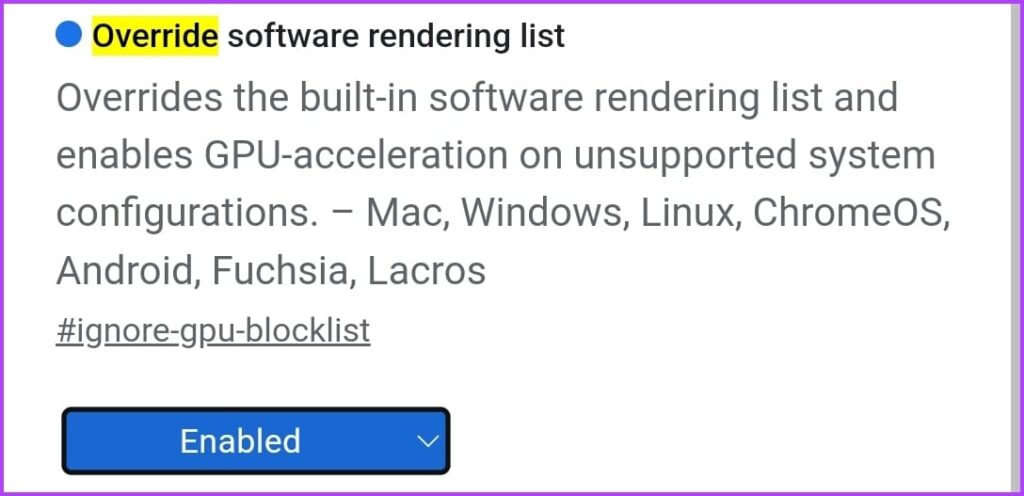 Understanding Override Software Rendering List  in Chrome